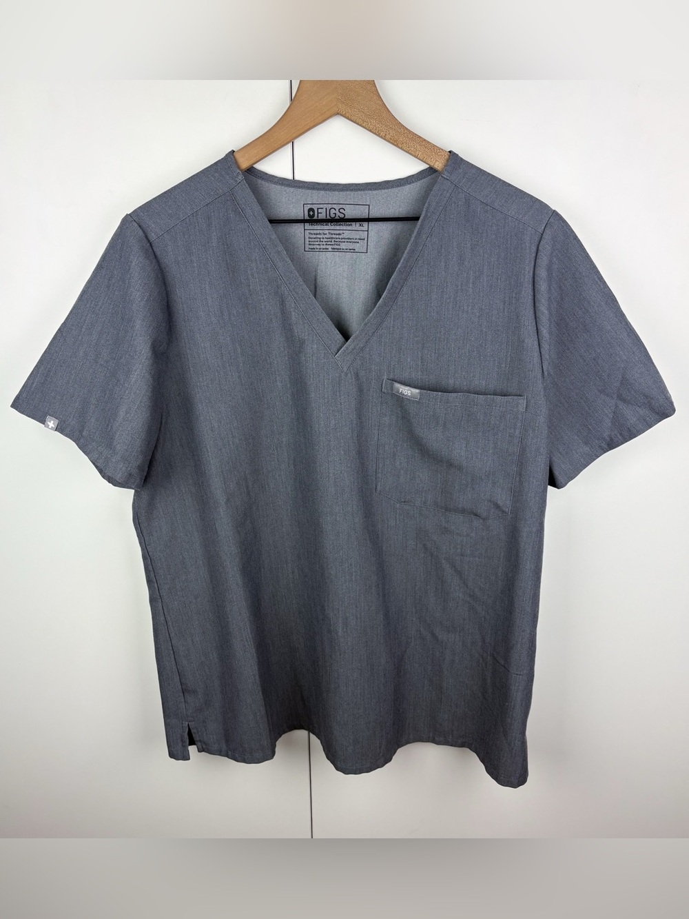 Figs Catarina One Pocket Scrub Top Graphite Gray Grey Womens XL Medical Nurse